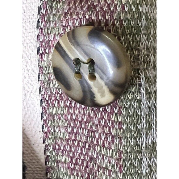 Vtg Express Tricot Button Up Top Southwestern Aztec Army Green Women Large - Picture 5 of 11